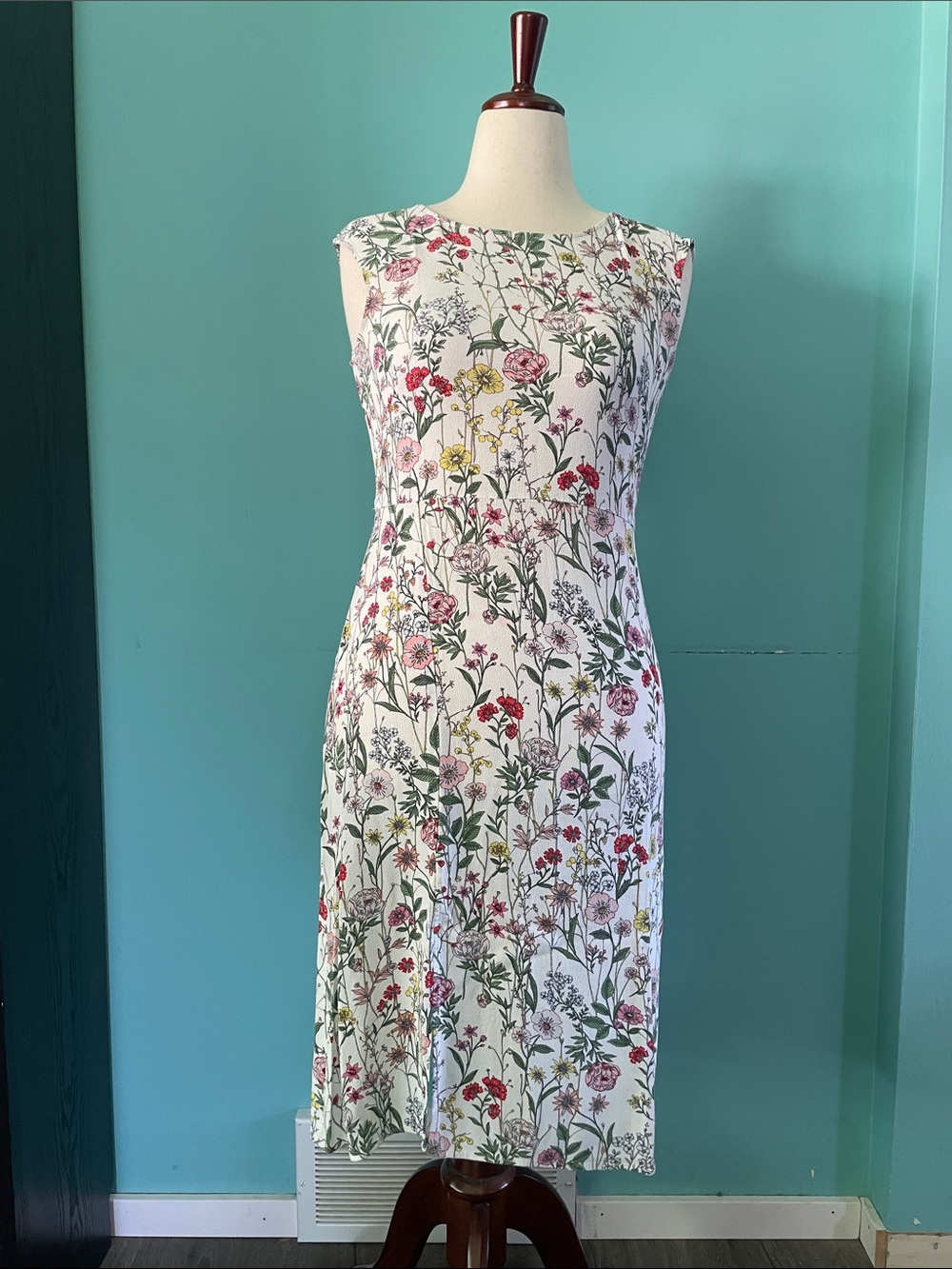 LOFT - Floral Cap Sleeve Slit Dress - 8P